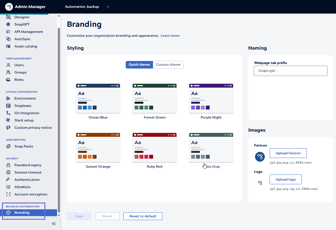 Customize for Org interface