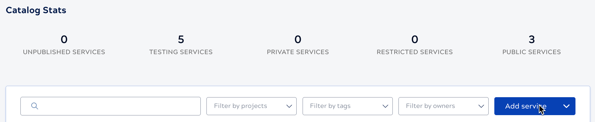 Search and filter controls