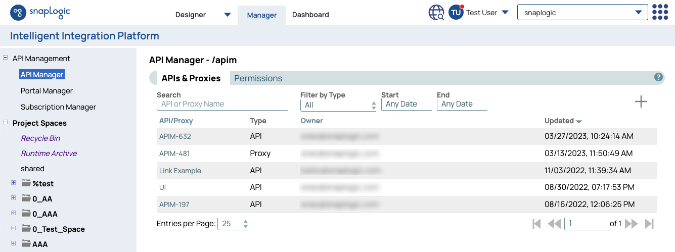 APIM Project Manager console