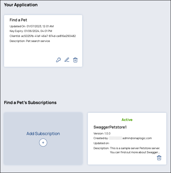 Subscription status page showing Active, Revoked, and Pending statuses