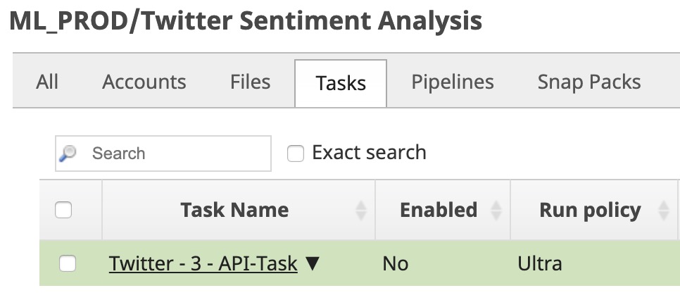 Update Task dialog in SnapLogic Manager