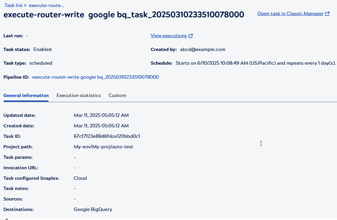 Task details panel