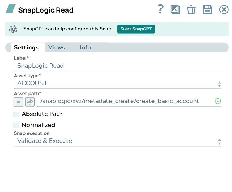 SnapLogic Read Snap confifuration