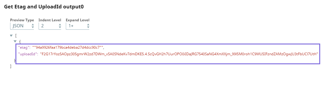 Get Etag and Upload ID Output