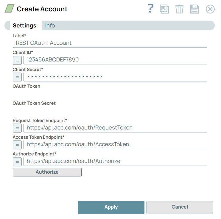REST OAuth1 Account