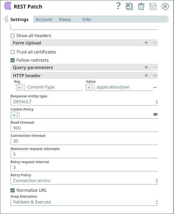 REST Patch Snap configuration