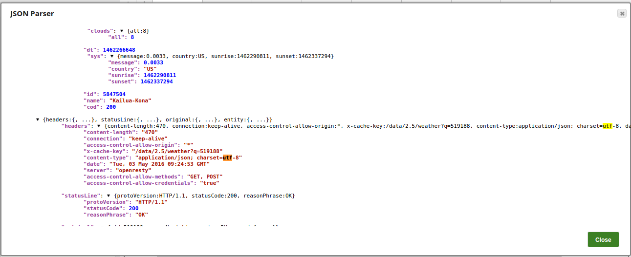 JSON Parser Output