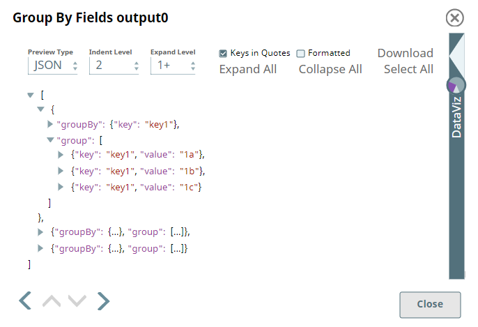 Grouped data output