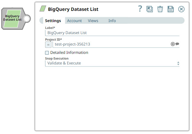 BigQuery Dataset List Example Pipeline
