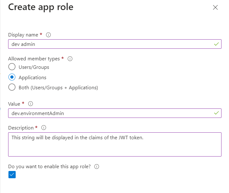 Create app role