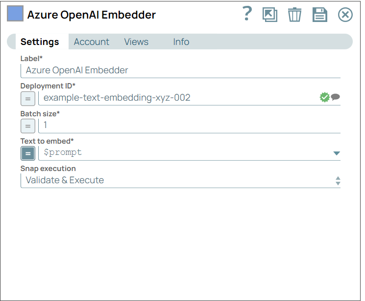Azure OpenAI Embedder configuration