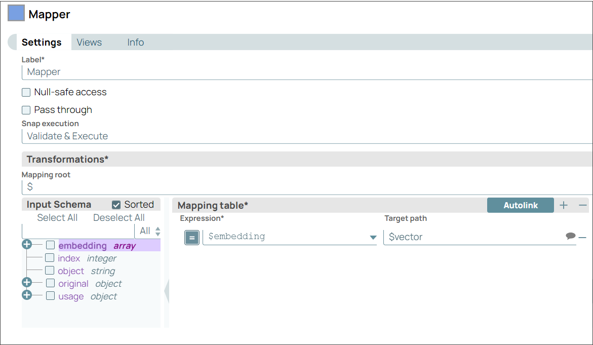 Mapper Snap configuration