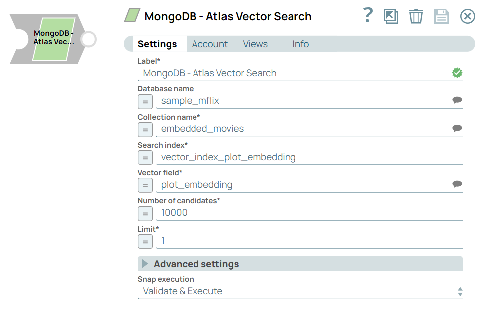 MongoDB Atlas Vector Search Snap in pipeline