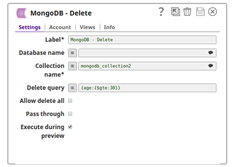 MongoDB Delete Snap in pipeline