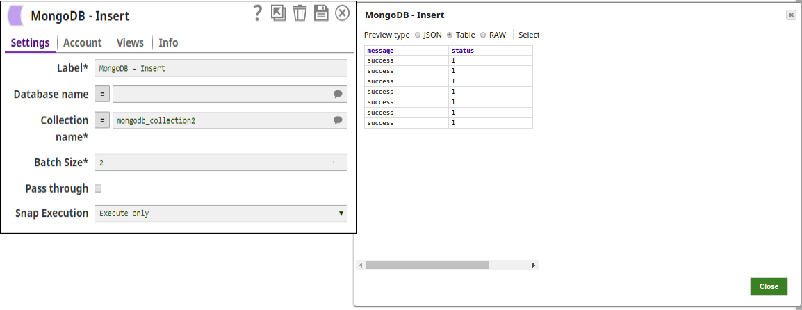 MongoDB Insert configuration