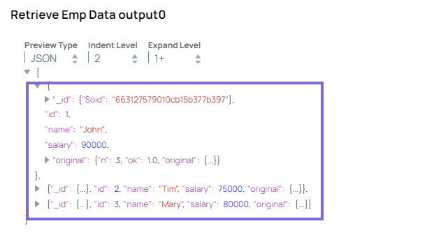 MongoDB Execute output