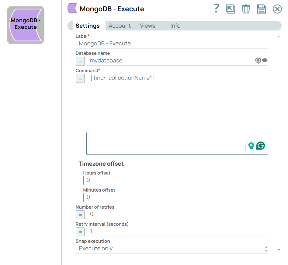 MongoDB Execute Snap in pipeline