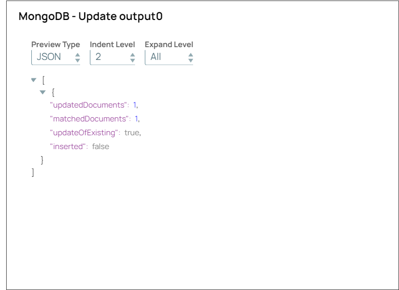 MongoDB Update output