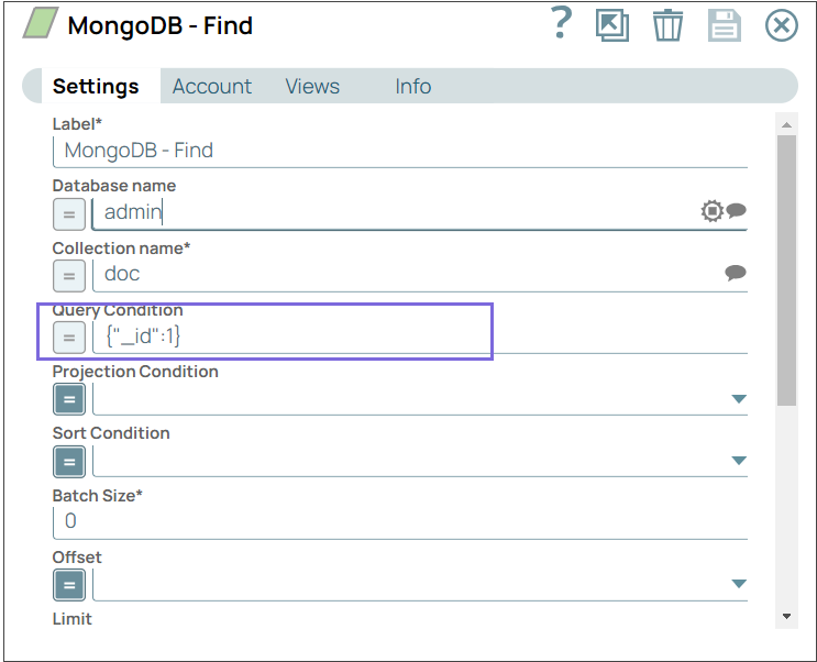 MongoDB Find configuration