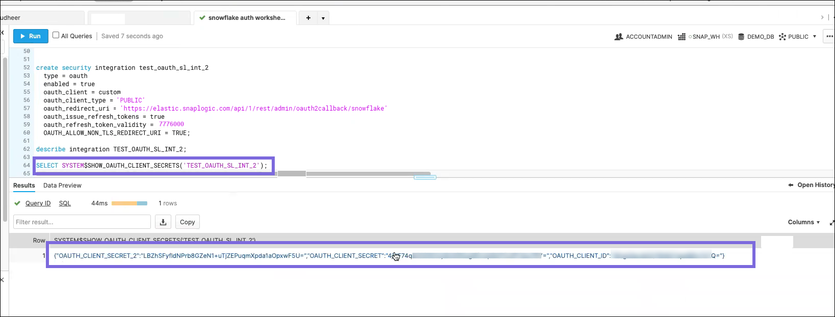 OAuth client secret