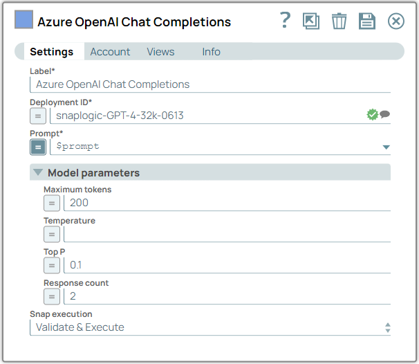 Azure OpenAI Chat Completions Snap configuration