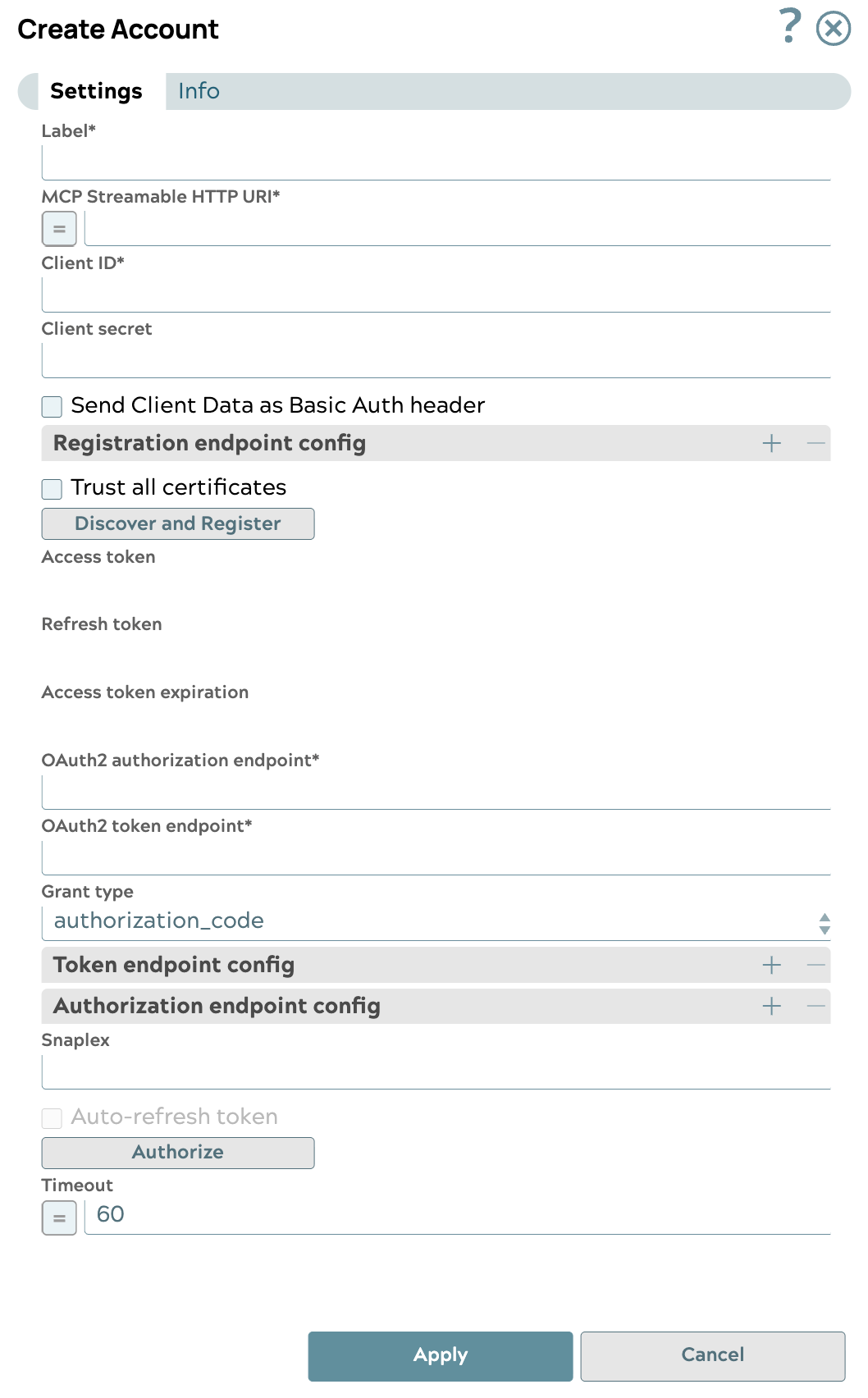 Streamable HTTP OAuth2 Account