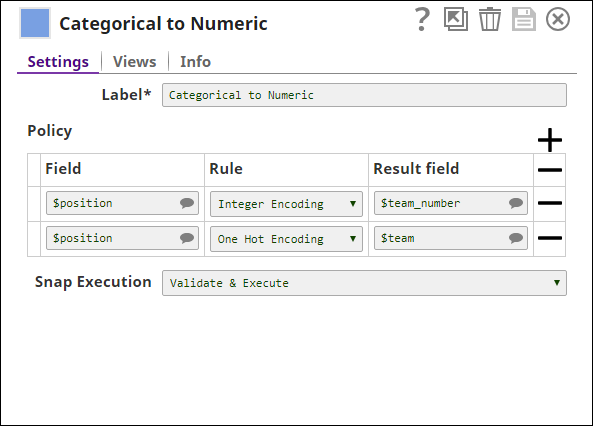 Categorical to Numeric Snap Settings