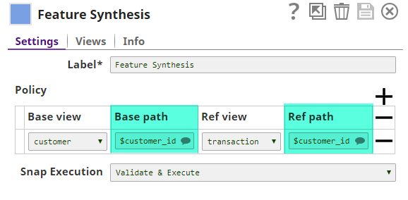 Feature Synthesis Snap Settings