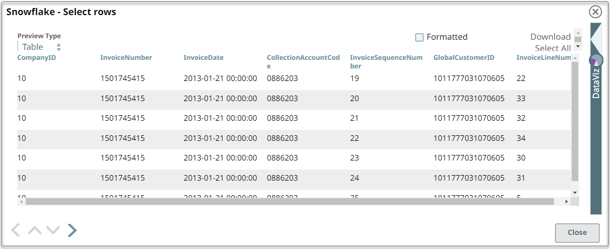 Snowflake Select Output