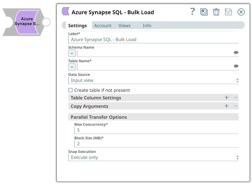 Azure Synapse SQL Bulk Load Snap Overview