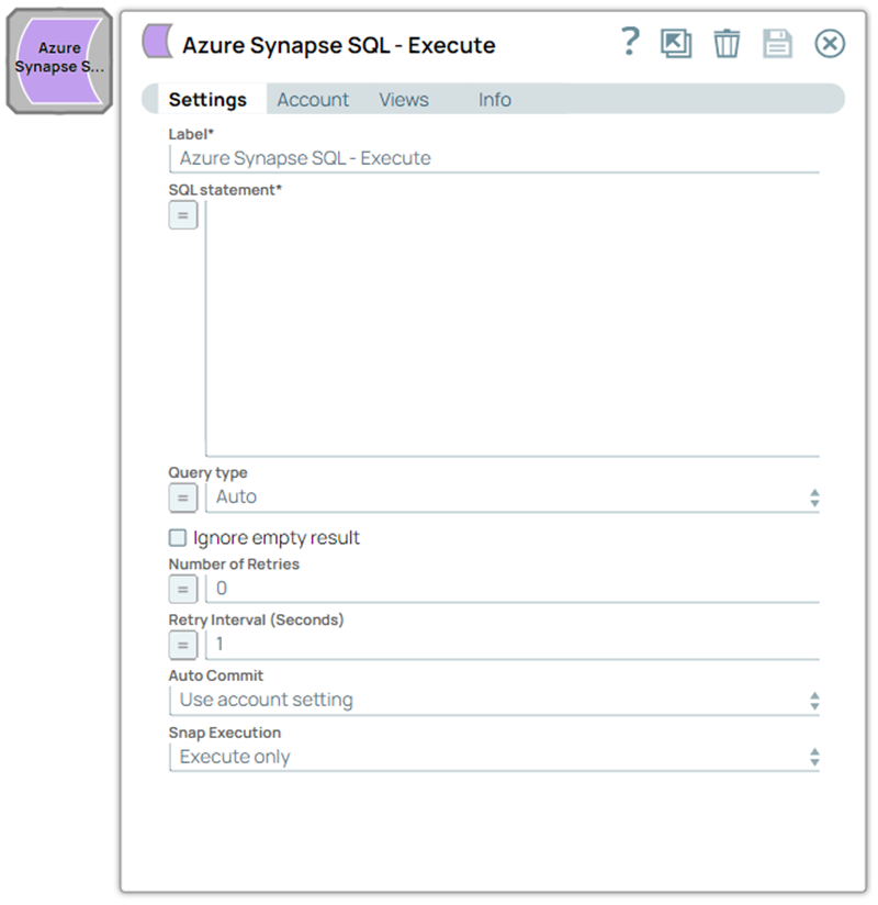 Azure Synapse SQL Execute Snap Overview