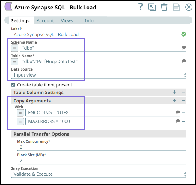 Azure Synapse Bulk Load Configuration