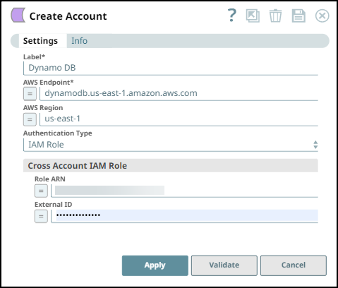 Create account with IAM role settings