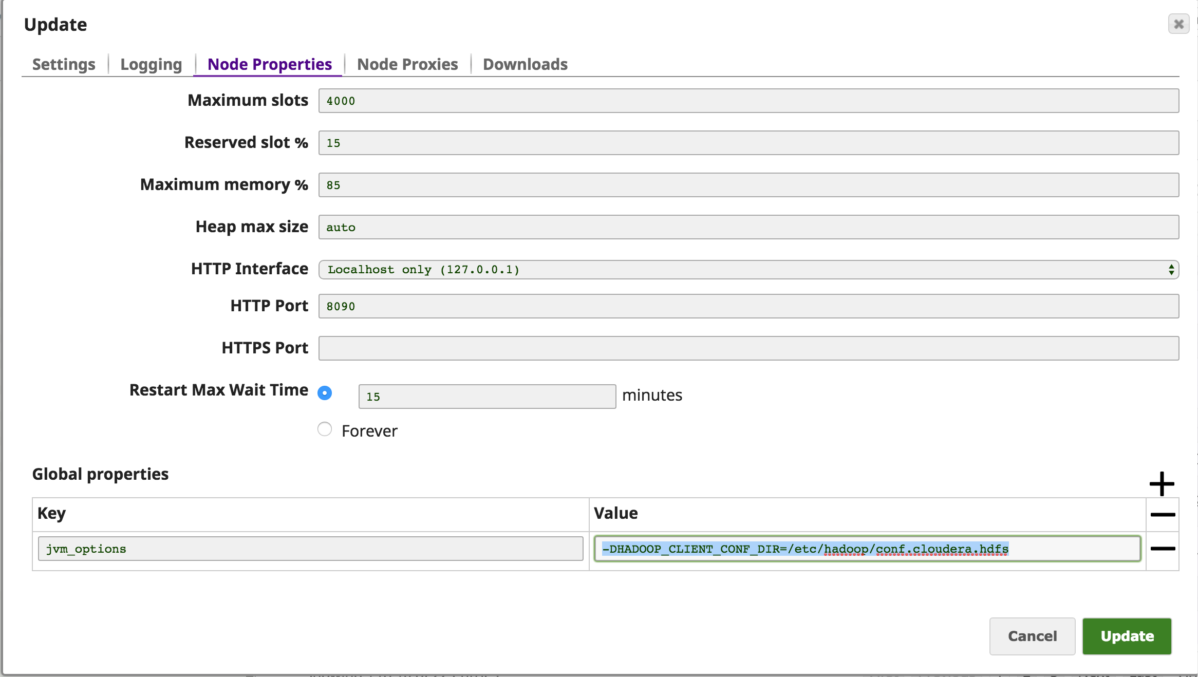 Snaplex node properties configuration for encryption zones