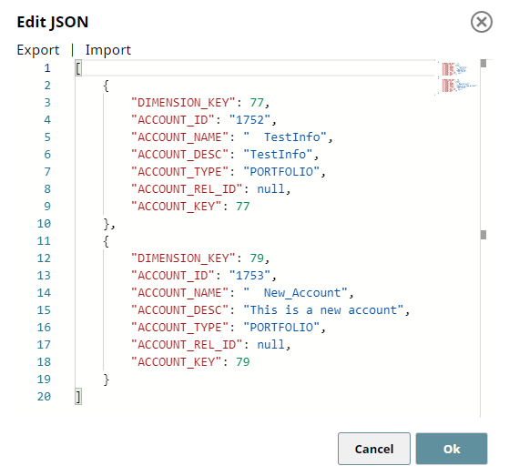 JSON Generator for Data Rows