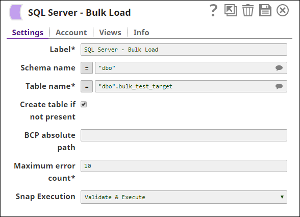 SQL Server Bulk Load Snap Configuration