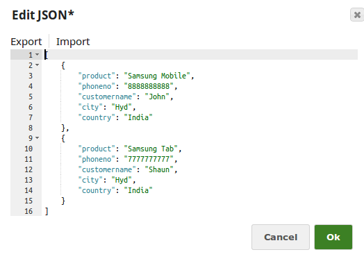 JSON Generator Configuration
