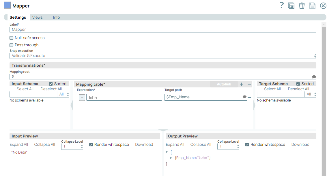 Mapper Snap Configuration