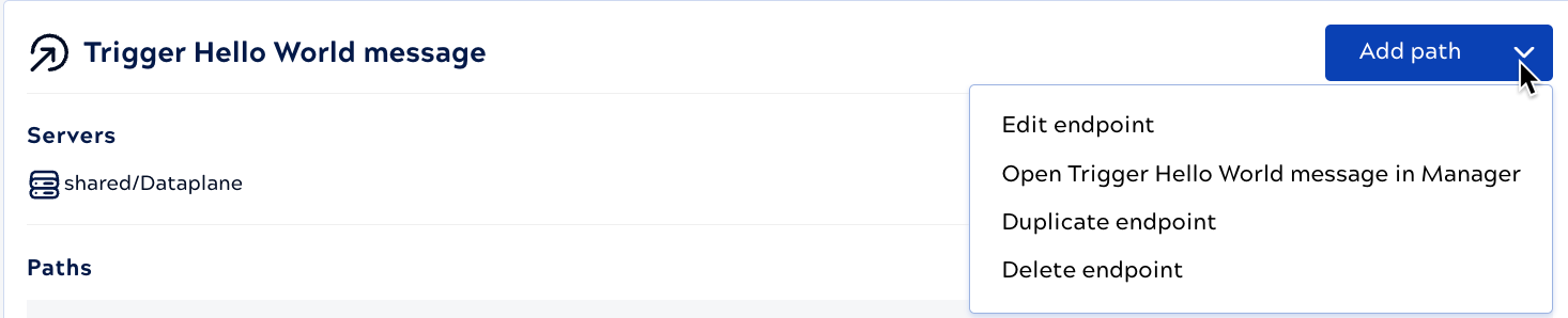Endpoint option menu