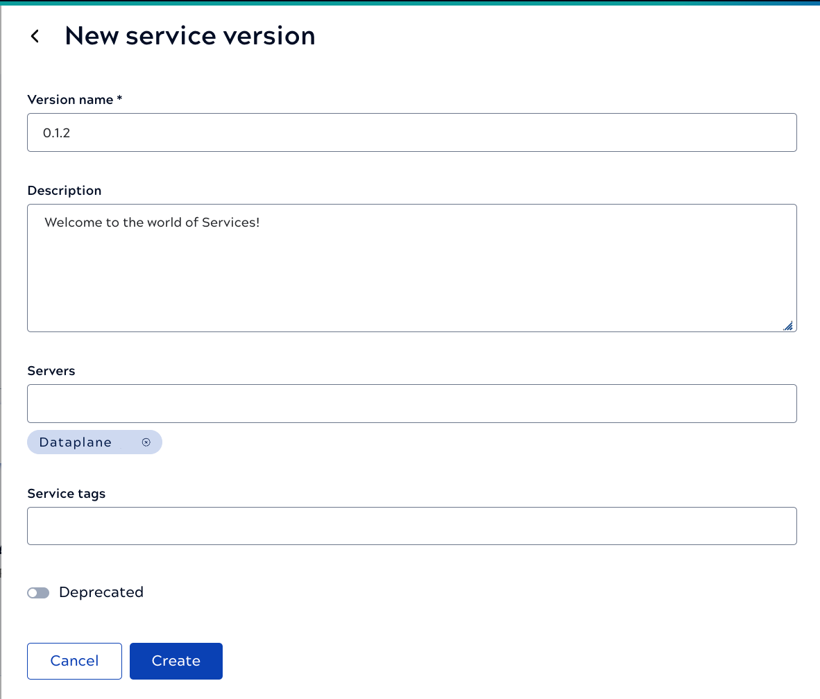 Duplicate Service version panel