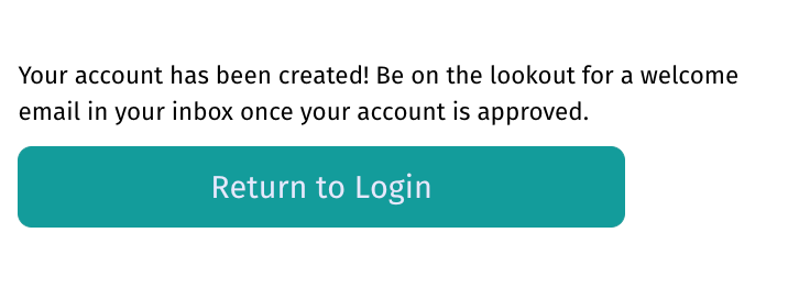 Registration successful screen