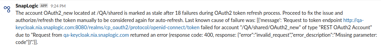 Stale account notifcation