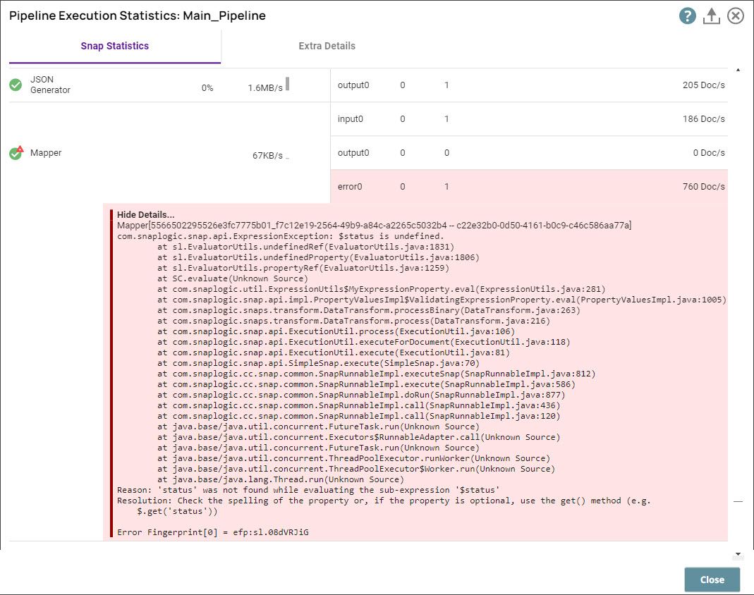 Pipeline Execution Statistics