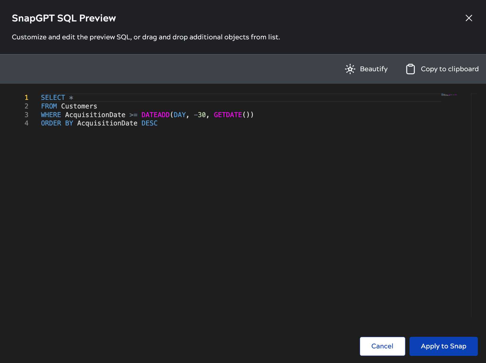 SnapGPT Preview window