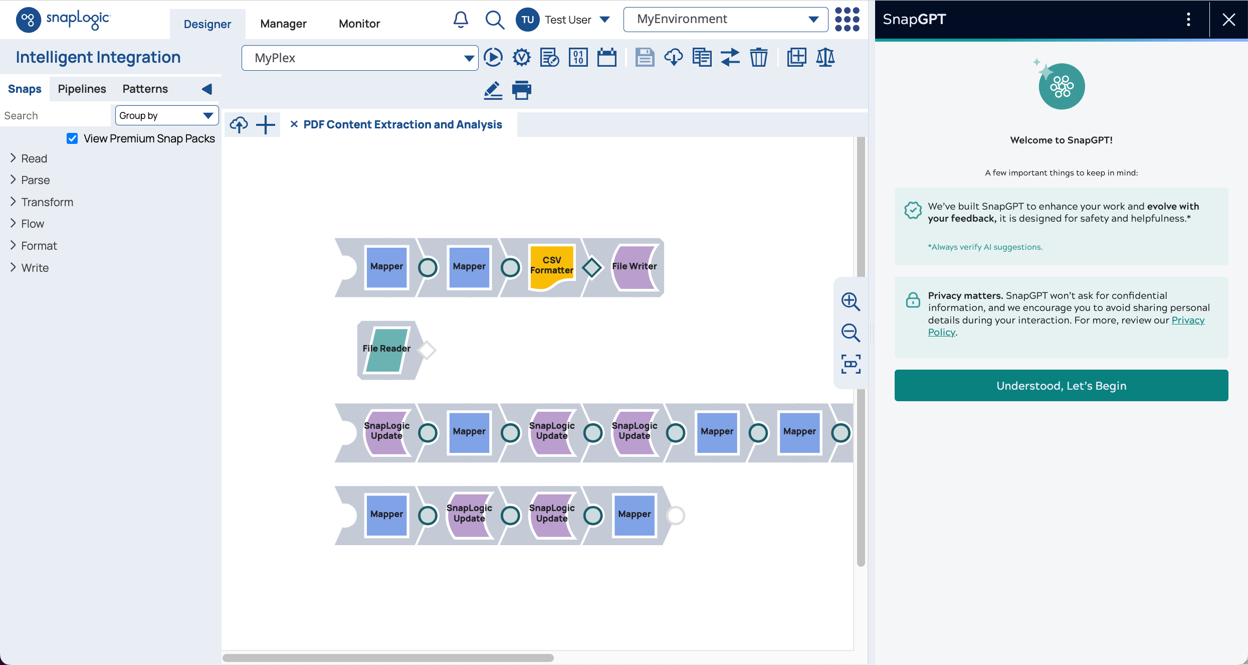 SnapGPT panel in Designer
