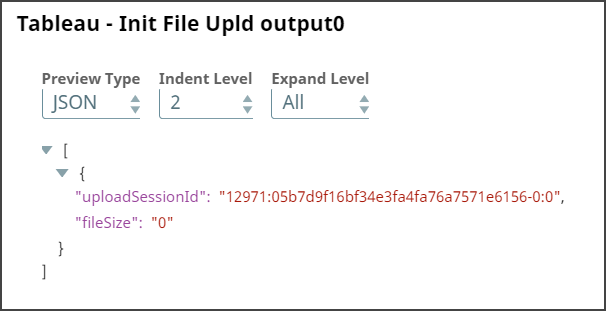 Tableau REST Snap output