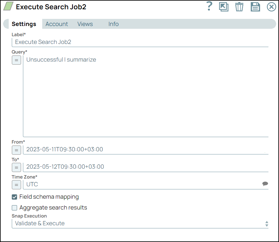 Execute Search Job Snap