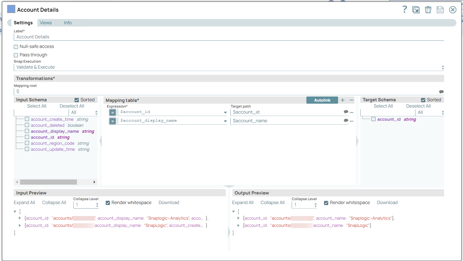 Mapper Snap configuration
