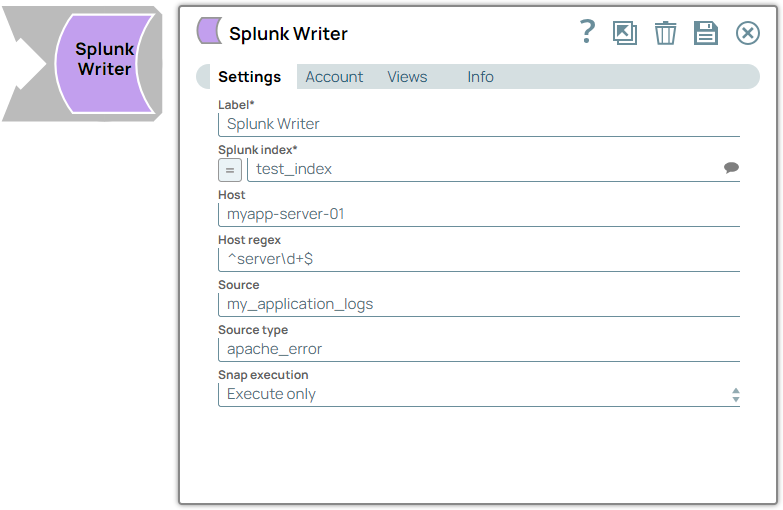 Splunk Writer Snap