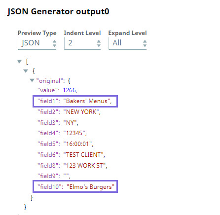 JSON Generator Output
